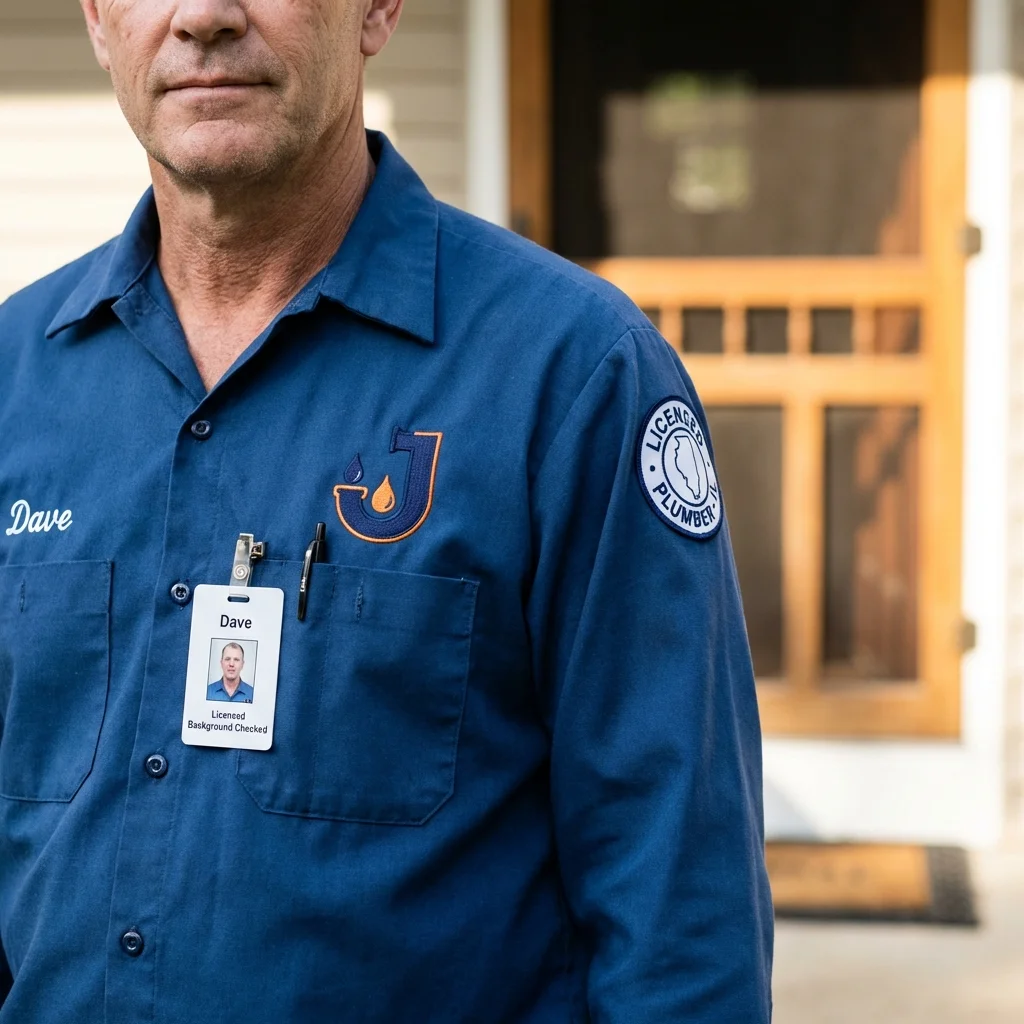 Licensed plumber showing ID badge in Bayville, NY