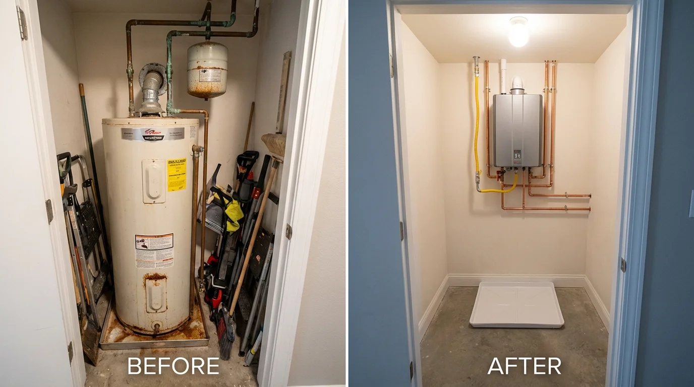 Tank water heater versus wall-mounted tankless unit comparison for Bayville, NY homeowners