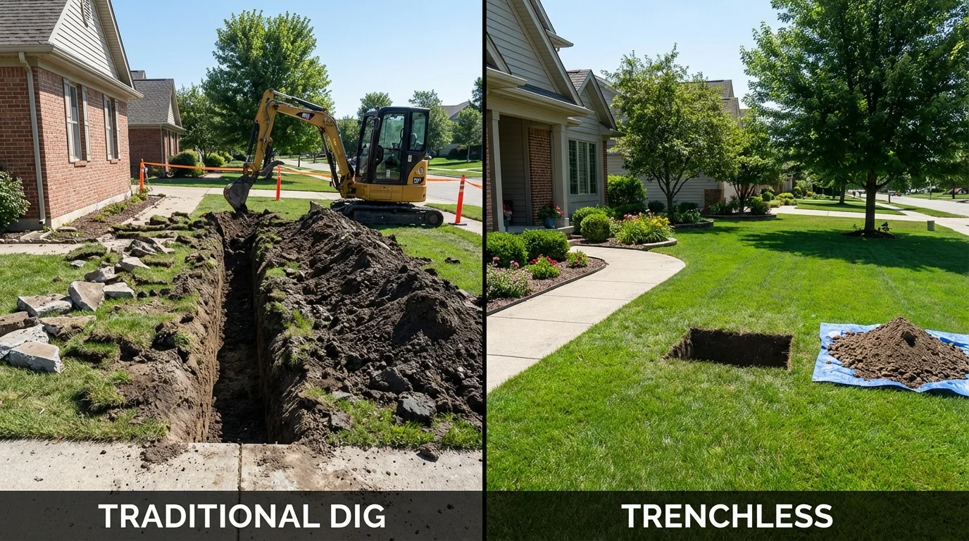 Trenchless sewer repair with minimal yard damage versus traditional excavation in Bayville, NY